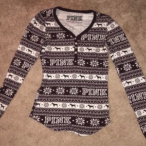Victoria Secret Pink Holiday Pajama Shirt